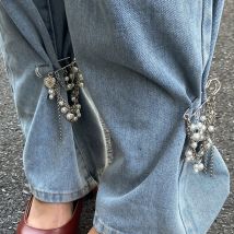 Salircon Mode Eleganz Imitation Perle Quaste Knöchel Kette Frauen Abnehmbare Jeans Brosche Kette Kleidung Schmuck Zubehör