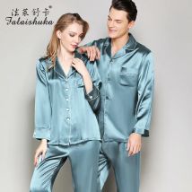 25 momme 100% seta naturale Coppie pigiameria donna e uomo pigiama set Amanti manica lunga indumenti da notte da sposa T8302QL