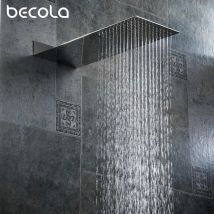 Becola Ugello per doccia da bagno cromato e nero Soffione doccia a pressione nel muro Soffione doccia a scomparsa Soffione doccia ultra sottile in acciaio inossidabile