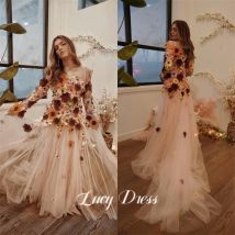 Hochzeitskleid Party Blumenstoff Champagner Linie A Abendkleider für formelle Anlässe Luxus Robe De Soiree Femmes Maßgeschneidert