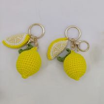 Kreative Obst-Serie Häkel-Schlüsselanhänger: Niedliche Zitronen-Puppe, Strick-Schlüsselanhänger für Taschen, Rote Kirsch-Schlüsselanhänger, Individuelle Accessoires