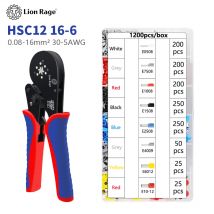 Pinza piccola per crimpare terminali tubolari HSC12 16-6 kit di dispositivi elettrici di precisione per terminali grandi 0,08-16 mm 2/ 30-5 AWG