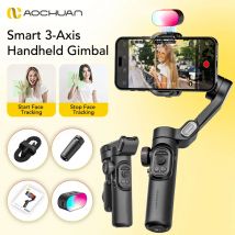 AOCHUAN Smart XE Kit Stabilizzatore cardanico per Smartphone iPhone Registrazione video Luce di riempimento magnetica Gimble Android pieghevole a 3 assi