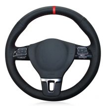 DIY Schwarz Weiche Künstliche Leder Auto Lenkrad Abdeckung Für Volkswagen VW Gol Tiguan Passat B7 Passat CC Touran Jetta Mk6