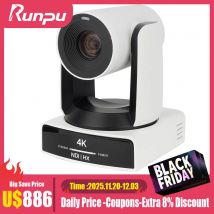 Telecamera Runpu 4K NDI 60FPS Zoom ottico 30X Telecamera per conferenze PTZ con tracciamento automatico AI con PoE HDMI SDI USB per streaming live OBS