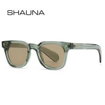 SHAUNA Retro Quadratische Männer Nieten Sonnenbrille Shades UV400 Mode Frauen Grüne Sonnenbrille