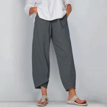 Pantaloni Harem larghi da donna Vintgae Harjauku in cotone e lino Pantaloni casual a vita alta a gamba larga Pantaloni larghi oversize Pantaloni da jogging