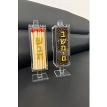 Transparent Acrylic Judaica Shabbat Match Box with Magnetic Lid Lucite Besamim Holder Box with Gold Logo Desktop Decor Gift