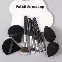 9-teiliges Make-up-Pinsel-Set, loser Puderpinsel, Lidschattenpinsel, Make-up-Set-Pinsel + antihaftbeschichteter Puderschwamm, Eierpuderquaste