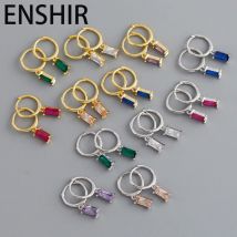 ENSHIR Bunte Quadratische Zirkon Ohrring Für Frauen Männer Mädchen Zarte Einfache Ins Schmuck Geschenke Großhandel