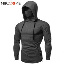 Ninja Maske Langarm Hoodie Männer Herbst Streetwear Große Offene Gabelte Hip Hop Herren Sweatshirts Tops Gym Mit Kapuze Sudaderas hombre