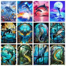 Azqsd Diamant Malerei Delphin Tier Mosaik Handarbeiten volle Kits Stickerei Verkauf Meer Handwerk Wohnkultur Kunst 30x40cm