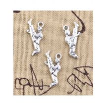 30pcs Charms Kung Fu Hustlesporter Player 22x12mm Antique Silver Color Pendants DIY Making Findings Handmade Tibetan Jewelry