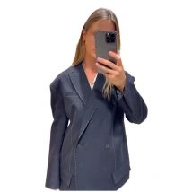 Street Double Breasted Line Suit Pants Set Women Lapel Full Sleeve Pocket Jacket Straight Trousers 2025 Autumn Winter Lady Suit