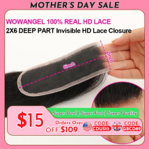 WOWANGEL 2x6 Separazione profonda HD Chiusura in pizzo Frontale Solo pelle sciolta Capelli lisci Chiusura Kim K Capelli vergini pre pizzicati per donna