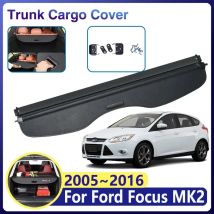 Für Ford Focus 2 MK2 Zubehör 2005 ~ 2016 Auto Stamm Vorhang Cargo Abdeckung Trey Versenkbare Sicherheit Partition Gepäck Lagerung matte