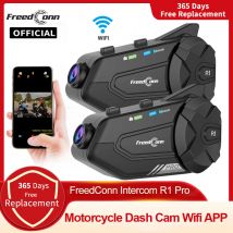 Freedconn R1 Pro Bluetooth Interfono per moto Casco Auricolare Gruppo Altoparlante Cuffia App WiFi Moto Dash Cam Moto Auto Dvr