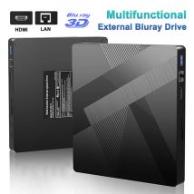 8-in-1 externes Bluray-Laufwerk für Laptop-PC, USB 3.0, unterstützt 100 G BD/CD/DVD, RW-Player, optisches Laufwerk mit HDMI/LAN-Anschlüssen
