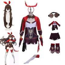 Game Genshin Impact Cosplay Amber Costume Halloween Cute Bunny Uniform Outfit For Women