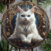 Crown Cat-Schild – wetterfeste, vorgebohrte Metall-Wandkunst für Zuhause, Büro, Küche, vielseitiges Valentinstags- und Weihnachtsgeschenk**
