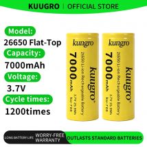 Kuugro 26650 3.7V 7000mAh 35A power Rechargeable lithium battery 26650 Suitable for Flashlight batteries