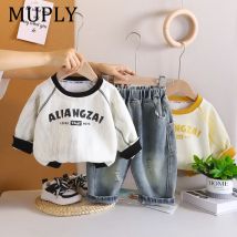 Jungen Kleidung Sets Frühling Herbst 2025 Kinder Sweatshirts Denim Hosen 2 stücke Sport Anzug Für Baby Tops Hosen Outfits Kinder 4 5Y