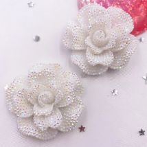 2PCS AB Resin Big Rose Flatback Flower Rhinestone Gems Scrapbook Wedding Ornaments Applique Crafts DIY SF562
