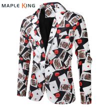 Herren Blazer Jacke Mäntel Spielkarten Poker 3D Druck Party Kleid Anzug Kostüm Homme De Luxe Männer Kleidung 2025, Veste Pour Homme