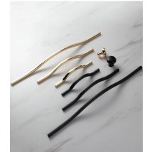 Europäische stromlinienförmige Doppellochzentren ziehen helle Gold-Schwarz-Schrank-lange Griffe Schubladenknöpfe für Möbelgriff-Hardware
