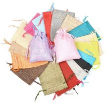 50 pz/lotto 7x9 9x12 10x14 13x18 15x20 cm Sacchetti regalo di iuta fatti a mano sacchetto naturale Sacchetti di imballaggio regalo in cotone e lino Sacchetto di immagazzinaggio dei gioielli