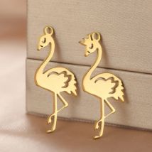 My Shape 5 pcs Flamingo Pendants Stainless Steel Animal Flamingo Bird Charms for Necklace Jewelry Making DIY Valentine's Day