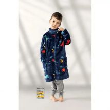 Bata de Niño Estampado Dinosaurios, Modelo 1047CR, Varias Tallas Disponibles, Color Marino, Lin