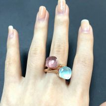 Heißer Verkauf 2 Teile/satz Mode Gestapelt Candy Ring Frauen Mix Farbe Kristall Schmuck 30 Farben Trendy Geschenk für Valentinstag