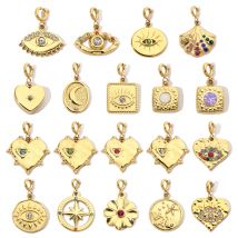 3 Teile/los Evil Eye Stern Stein Edelstahl Diy Clip Auf Charms Frauen Shell Herz Blume Armband Halskette Hummer Anhänger