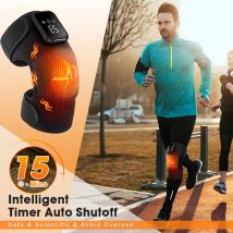 Heat Vibration Electric Heated Knee Brace 3 Heating Levels and 3 Modes USB Rechargeable Massage Knee Pad LCD Touch Screen Adjus