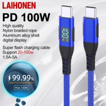 LAIHONEN 100W USB Typ C Zu USB CCabel 100W Schnelle Lade Ladegerät Draht Für Xiaomi Samsung Laptop USB kabel 1M 2M 3M