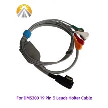 For DMS 300 3A DMS300-4A Holter Recorder ECG Patient Cable 5 Lead Wires 19 Pin USB Snap 4.0 AHA 24 Hours Dynamic Holter Leads