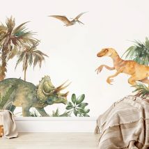 Cartoon Triceratops Dinosaurier Park Aquarell Wand Aufkleber Für Kinder Zimmer Boy Zimmer Dekoration Kinder Kinderspielzimmer Wohnkultur