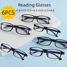 6PCS Classic Anti Blue Light Reading Glasses Square Frame Women Men Glasses HD Ultralight Portable Eyeglasses +1.0~+4.0