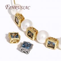 18K Gold Plated Square Spacer Bead,Brass with Zircon Beads,Metal Loose Beads,Separators For Bead,DIY Jewelry Making Supplies