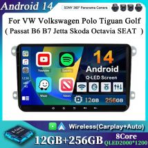Para VW Volkswagen Polo Tiguan Golf Passat B6 B7 Jetta Skoda Octavia SEAT Android 14 CarPlay Radio de coche reproductor de vídeo Multimedia 4G