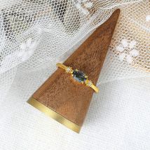 LAMOON Vingtate London Blau Topas Ring Für Frauen Sterne Natürliche Edelstein Ringe 925 Sterling Silber 14K Gold Überzogene Geschenk LMRI066