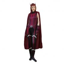 Kostium Scarlet Cosplay Wiedźma Maximoff Wanda Vision, przebranie, nakrycie głowy, peleryna i spodnie, pełny zestaw, akcesoria na Halloween