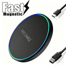 Mini Fast Wireless Charger Station For iPhone 17 16 15 14 13 11 Pro Max Induction LED Light Charging Station For Samsung Xiaomi