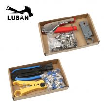 Neue Multitool Abisolieren Quetschen Zangen Koaxialkabel Kaltpressung Clamp RG59 RG6 Kabel TV Crimpen Werkzeug Set mit 20 F Köpfe
