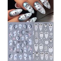 2pcs Winter Snow Wolf Matte Nail Art Sticker Rose White Owl Snwoflakes Adhesive Decals Wraps Animal Sliders Manicure Decor Foils