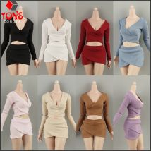 1/6 Scale Sexy V-neck Cross-Front Crop Top Short Skirt Clothes Model Fit 12" Female Soldier Action Figure Body Dolls