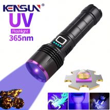 Leistungsstarke 80 W 365 nm UV-Taschenlampe, schwarzes Licht, schwarzer Spiegel, violettes Licht, Erkennungs-Taschenlampe, USB C, wiederaufladbar, ultraviolett, 26650 Lampe