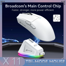 Mouse wireless Attack Shark X11, mouse tri-modale Bluetooth/2.4G/cablato, mouse da gioco con dock di ricarica magnetico PAW3311 RGB