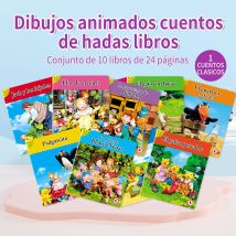 Spanisches Set mit 10 Märchenbüchern, Gute-Nacht-Geschichten für Kinder, Begleiter zum Lesen von Farbinhalt für das Lernen im Vorschulalter